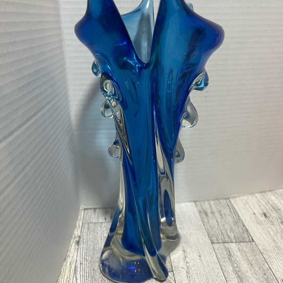 Murano Other - Beautiful twisted splash glass vase  murano  blue